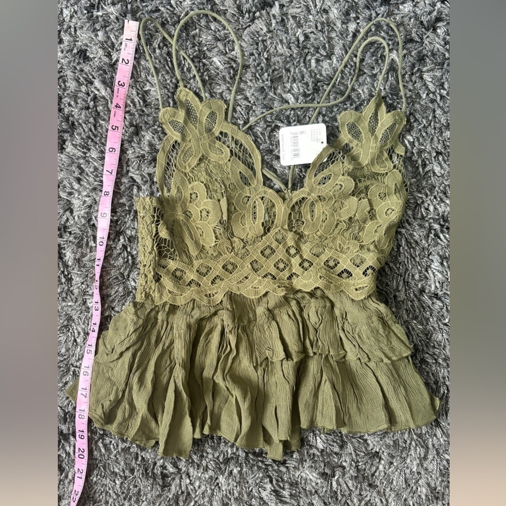Free People Olive Green Lace Camisole size small - Picture 8 of 13